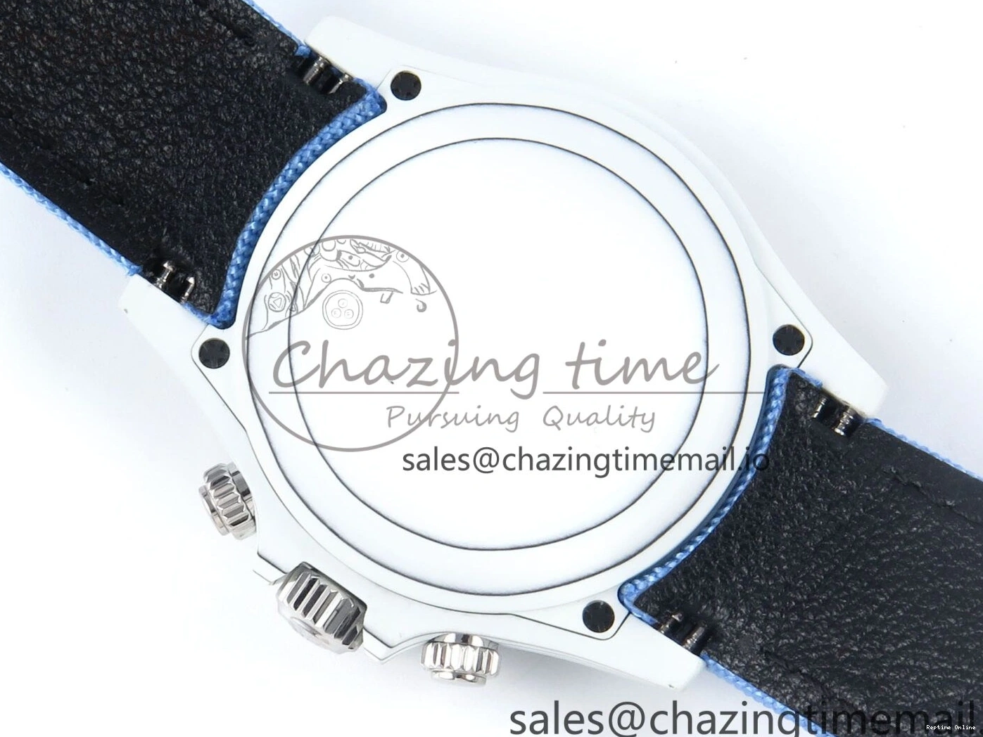 0501 Daytona ZIF REMOULD White Carbon GETF Best Edition Blue Skeleton Dial Blue Diamonds Bezel on Blue Nylon Strap DD Fashionable 366